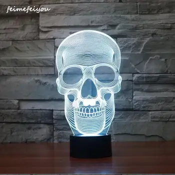 

Christmas Creative Skull 3d Night light LED USB 7 Color Change Acrylic Remote Touch Switch bedroom lamp Bluetooth Speaker