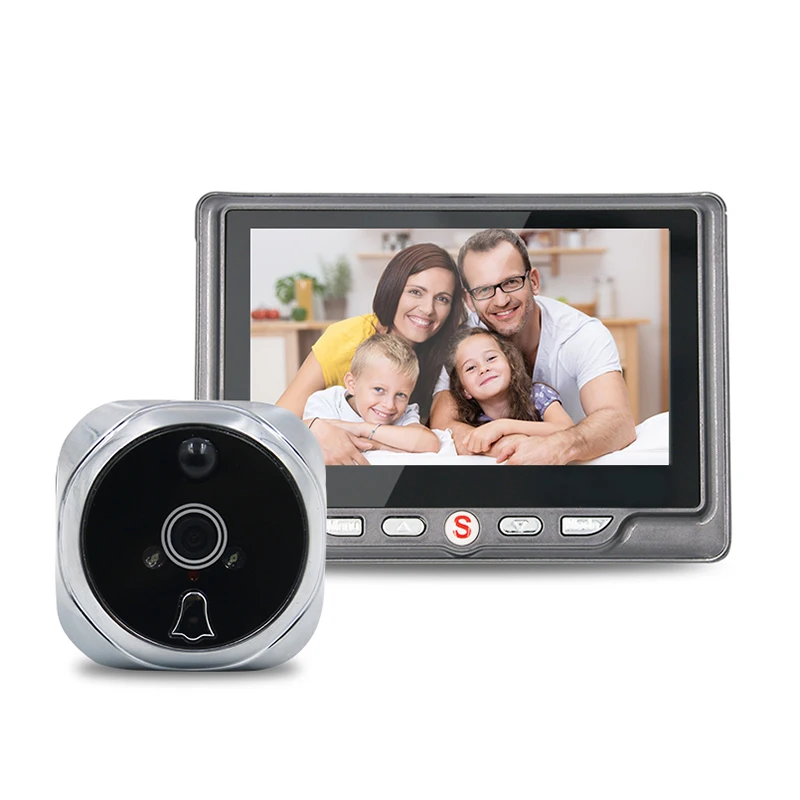 Sliver 4,3 'lcd Цифровая, с глазком, для входной двери устройство для просмотра фото дверной звонок для глаз 120 градусов дверной звонок видео с детектором движения ночного видения - Цвет: Sliver