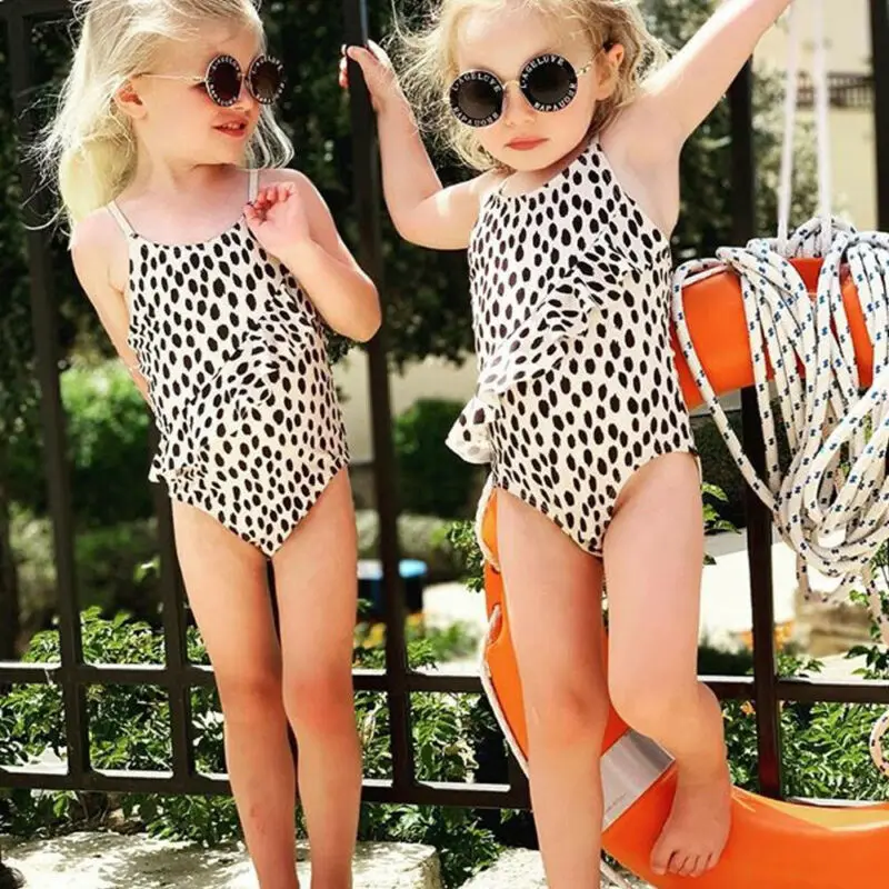 Модный тренд, детский купальник с леопардовым принтом для девочек, Цельный купальник, летний праздничный пляжный, вечерние, купальный костюм