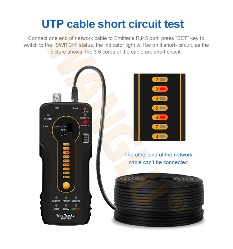 Factory Price Telephone Line CCTV Accessory Cat 6 LAN Cable Tracker Wire Continuity Tester CT-66