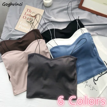 

Camis Women Solid Chic Halter Top Sexy Elegant Basic Womens Tube Tops Summer Backless Camisoles Fashion Korean Style Low Chest