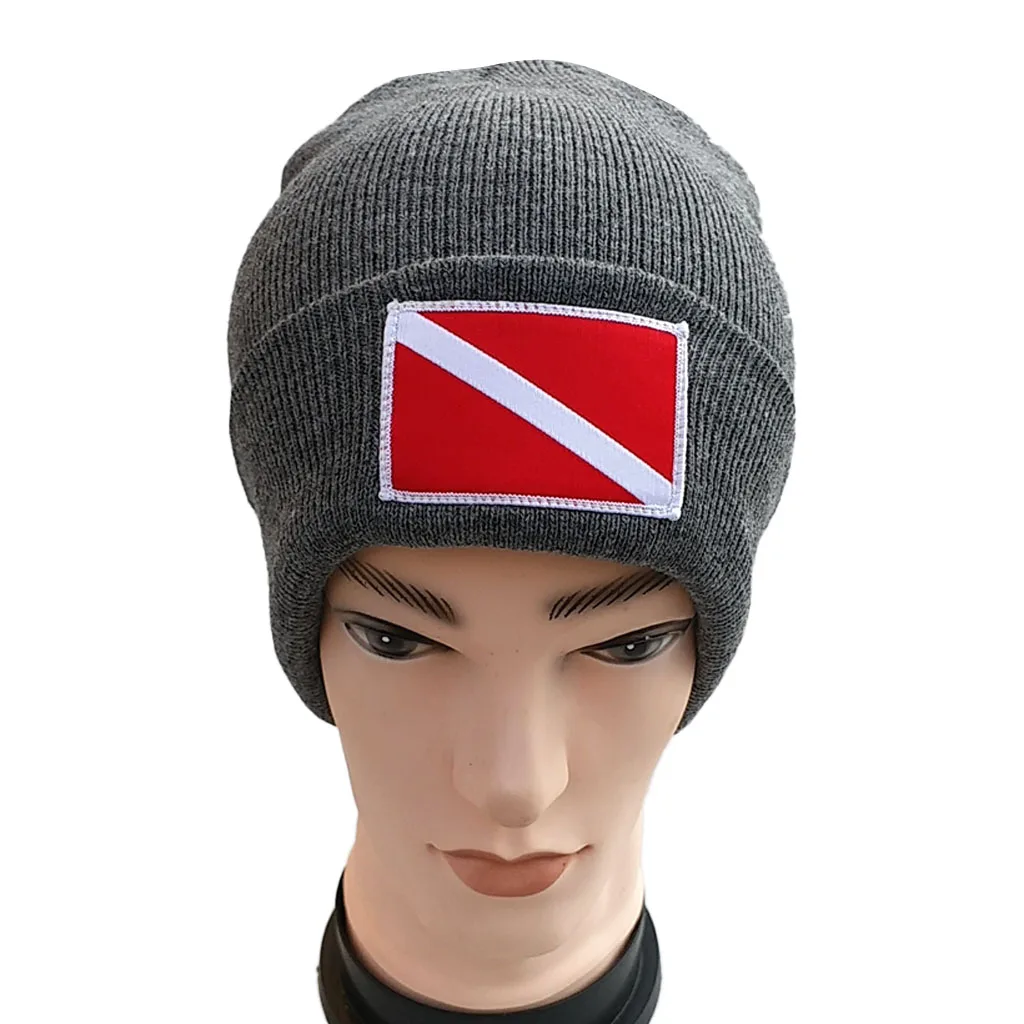 Fashion Unisex Adult Scuba Diving Snorkeling Hat Dive Knit Beanie Diver Hat Cap with Dive Flag/Diver Down Design