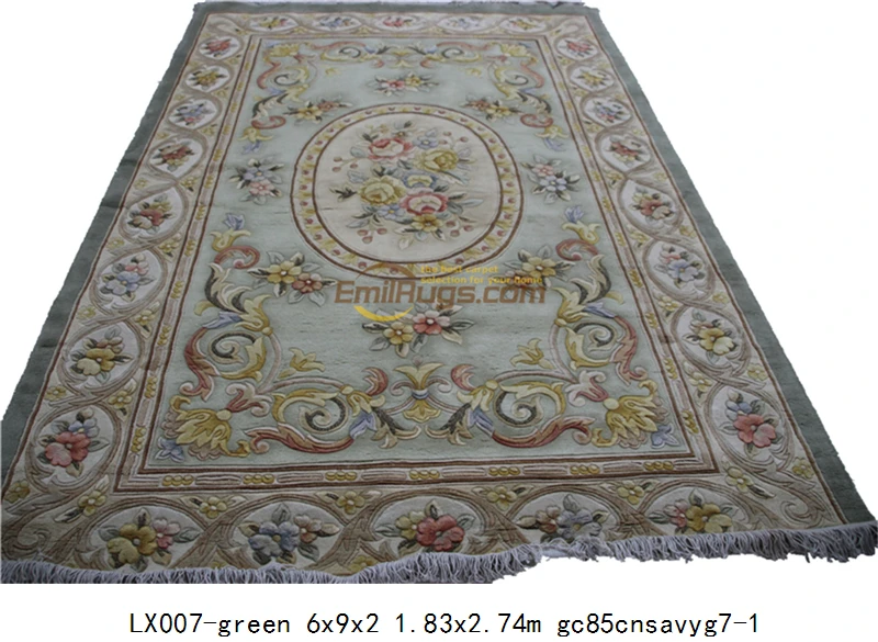 LX007-green 6x9 rug for living room European Thick And Plush Floral Trellis Design Rug Upholstery Fabric Antique Vintage Wool Knitting Carpets - Цвет: LX007-green 6x9