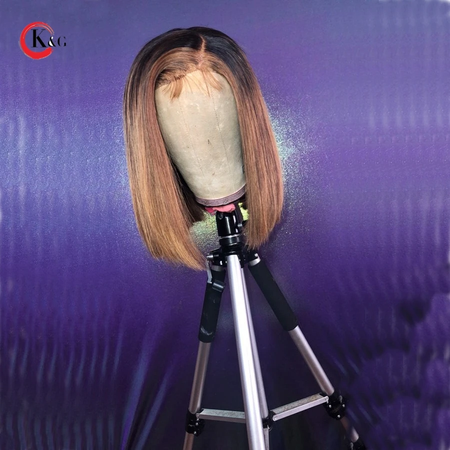 KungGang 13*6 "-14" Кружевные передние человеческие волосы боб парики с детскими волосами бразильские не Реми средний коэффициент глубокая часть кружева парики
