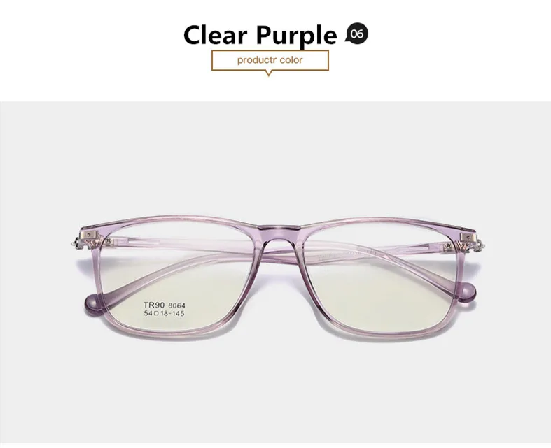 C6 Clear Purple TR90 очки легкая гибкая оптическая оправа очки женские, мужские Модные Винтажные оправы Rx - Цвет оправы: C6 Clear Purple