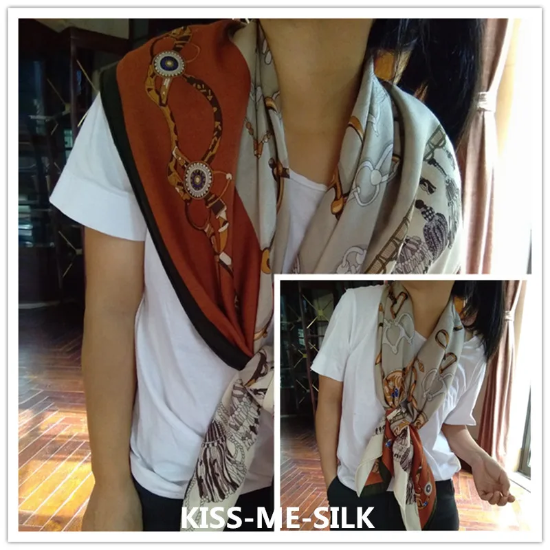 

KMS Racecourse New Silk wool big scarf shawl autumn winter warm scarf dual-use for Women 100*100CM/120G