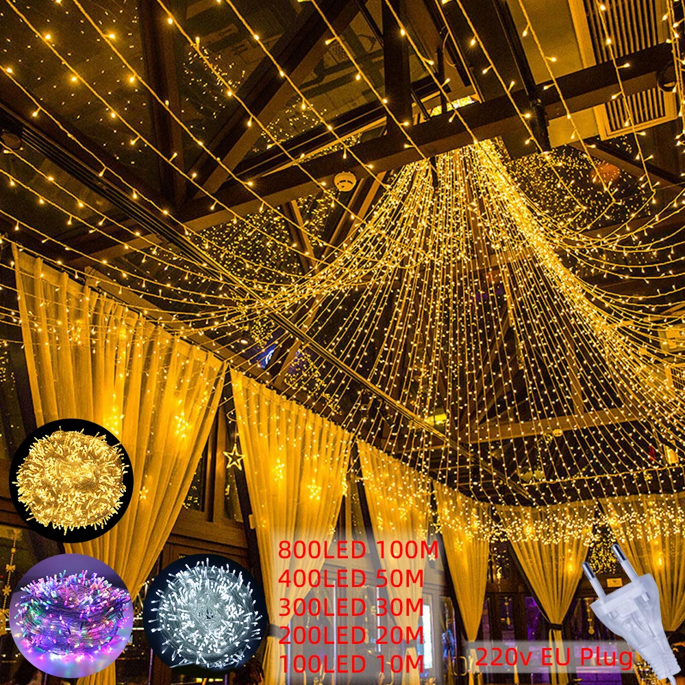

String Lights Outdoor/Indoor 10-100M LED Christmas Garland Waterproof Fairy Light For Ramadan Home Party Wedding Garden Decor
