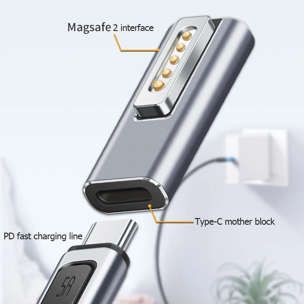Магнитный адаптер USB Type-C PD для Apple Magsafe 2 MacBook Pro быстрая зарядка 60 Вт магнитный