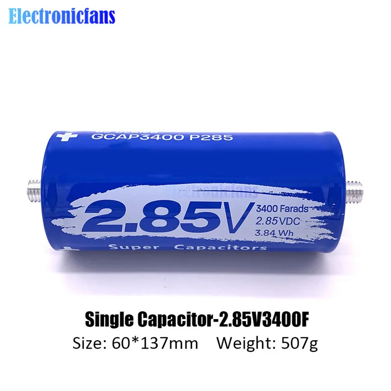 Diymore 2,85 V 3400F сверх яркий конденсатор 2.85V3400F 137*60 мм длинные ноги ultracacitor для автомобильных электропитания