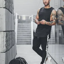 Мышцы Фитнес братья стиль строчка Быстросохнущий Спортивный жилет Мужская Беговая тренировка без рукавов Футболка настраиваемая