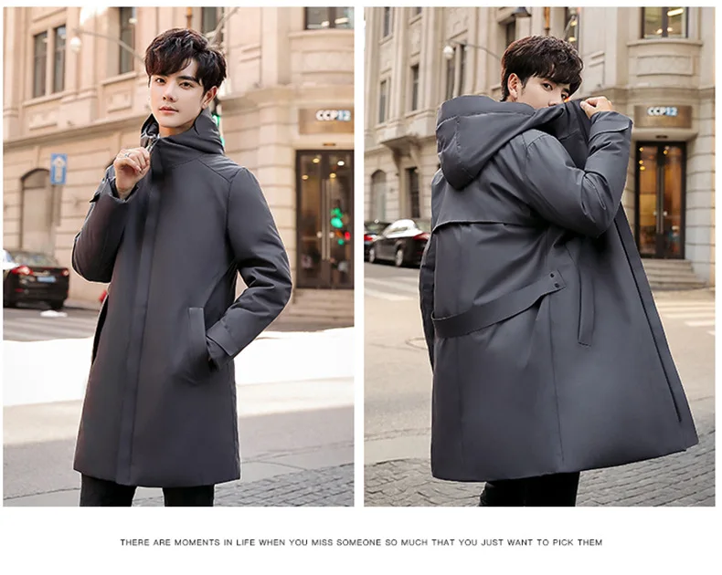 Fashion Brand down jacket men hooded winter jacket long winter coat thick warm parka jacket male long feather coats snow wear