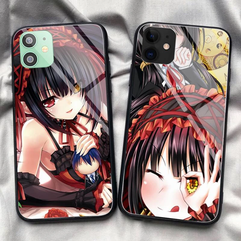 Date a live Tokisaki Kurumi Anime Phone Case Tempered Glass For iPhone 11 Pro XR XS MAX 8 X 7 6S 6 Plus SE 2020 12 Pro Max Mini aesthetic phone cases