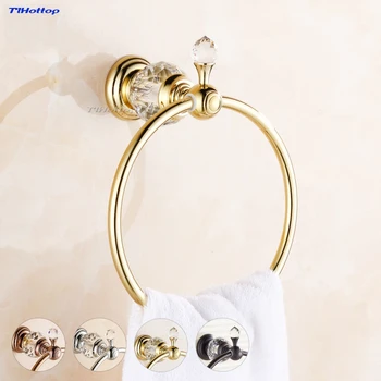 

Tlhottop Brass Luxury Crystal Golden Towel Ring Towel Holder Towel Bar Bathroom Accessories For Home