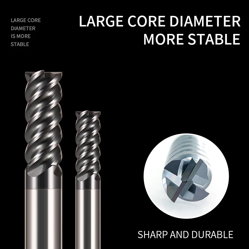 Milling Cutting HRC65 4 Flute Mill Metal Cutter CNC High Wear Resistan Steel Endmill End 8mm 6mm 4mm Tools | Инструменты