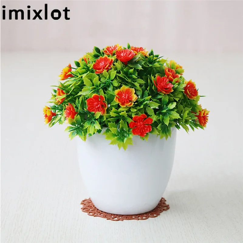 

Imixlot Artificial Plant Potted Wishful Tree Home Office Decorative Fake Flower Bonsai Mini Green Plant Living Room Decor