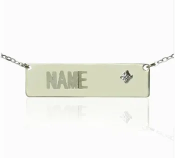 

Uonney Wholesale Personalized Nameplate Necklace With Birthstone Customized Bar Necklace With Birthstone Best Birthday Gift