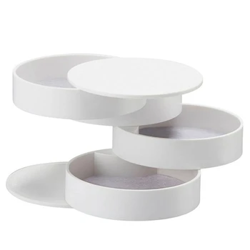 

4 Layers Jewelry Storage Box 360 Degrees Rotary Holder Jewelry Organizer for Earrings Rubber Band Bracelet Small Items Organizer