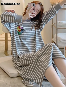 

2020 women's full sleeve sleepwear home cloth carton nightshirt women causal sleepwear cute ladies nightgown girl nightgown