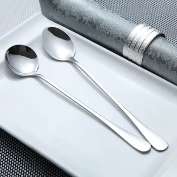 

Stainless Steel Long Handle Coffee Drink Soup Spoon Ice Cream Dessert Tea Stirring Spoon For Picnic Kitchen Accessories Flatware