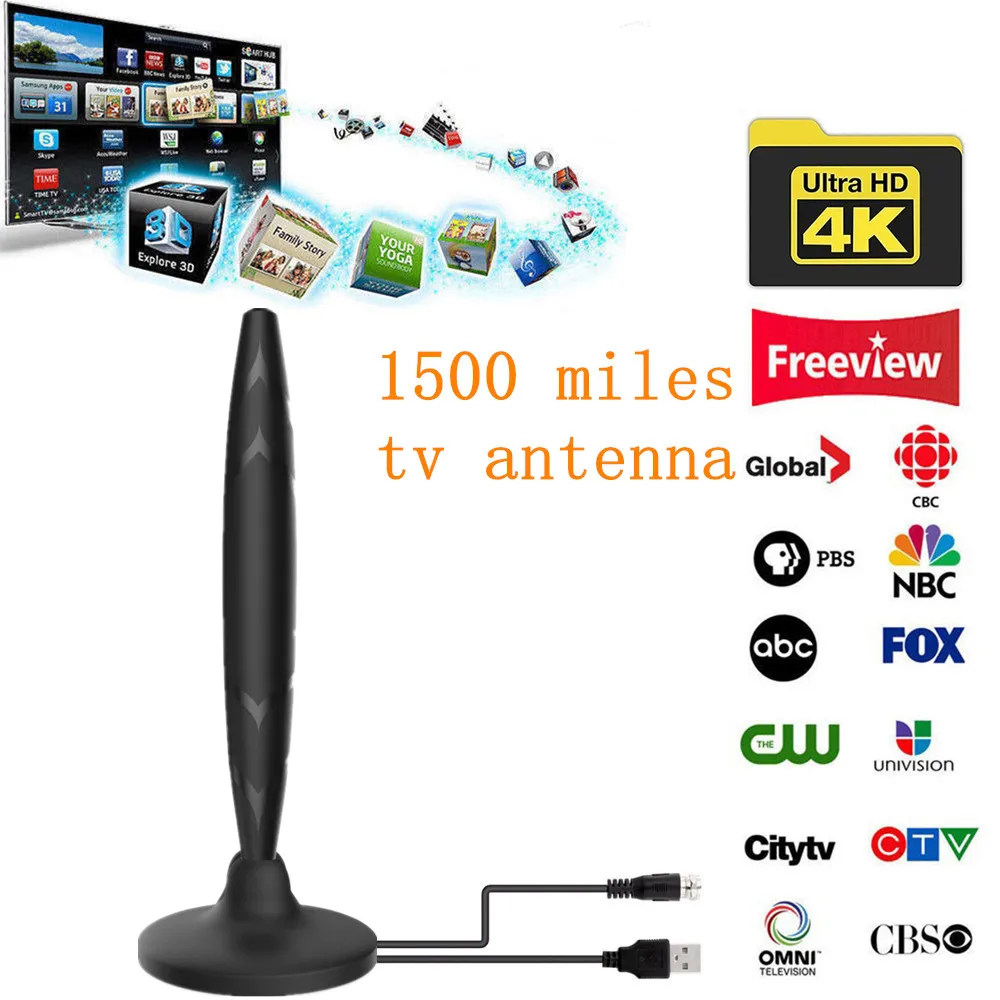 Hengshanlao HDTV антенна Приемник для цифрового телевидения с усилителем Surf Fox 1500 миль