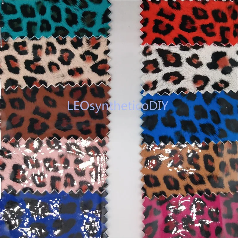 

90X134CM Smooth Leopard Printed Faux Leather Fabric, Synthetic Leather For Making Bows Accessories LEOsyntheticoDIY P1389