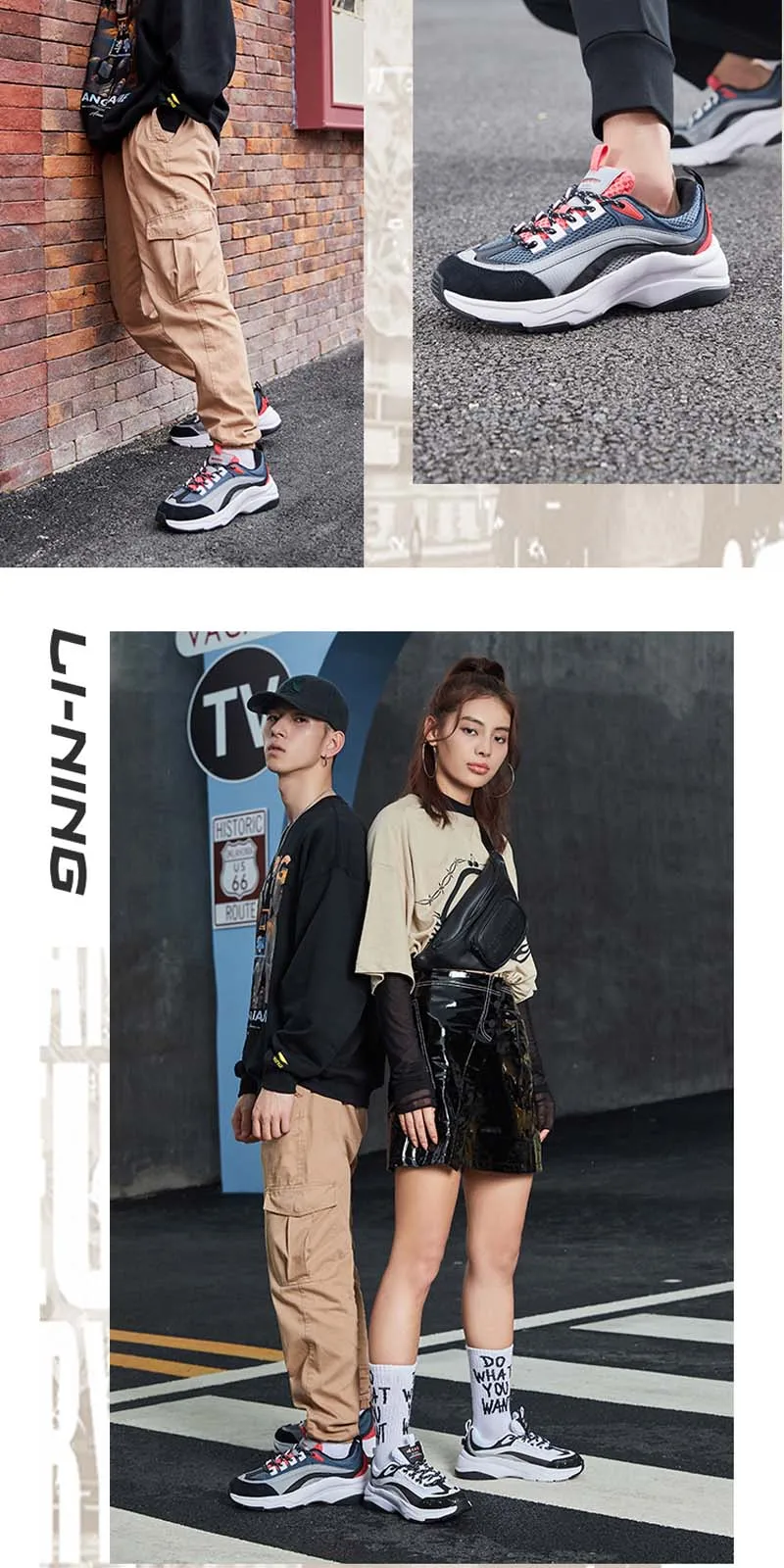 Li-Ning/Мужская обувь AURORA WINDWALKER; классическая обувь для отдыха и образа жизни; популярные цвета; обувь для папы в стиле ретро; спортивные кроссовки с подкладкой; AGCP075 YXB309