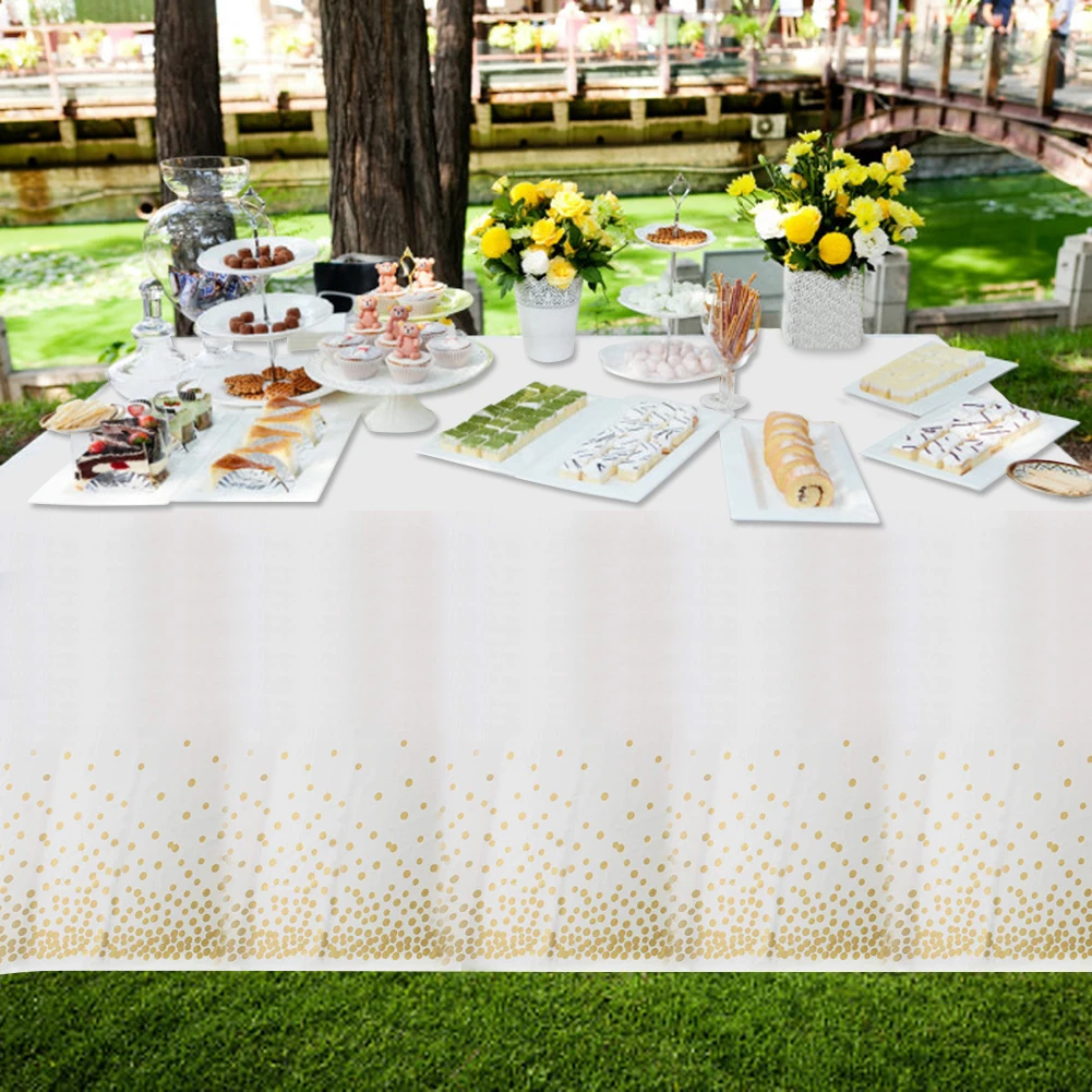 

Disposable Plastic Waterproof Tablecloth Solid Color Wedding Christmas Birthday Party Tablecover Rectangle Desk Cloth Decoration