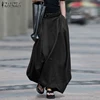 2022 Vintage Summer Skirts ZANZEA Women High Waist Solid Cotton Linen Skirt Saia Female Beach Maxi Long Skirts Jupe Faldas 5XL 7 ► Photo 3/6