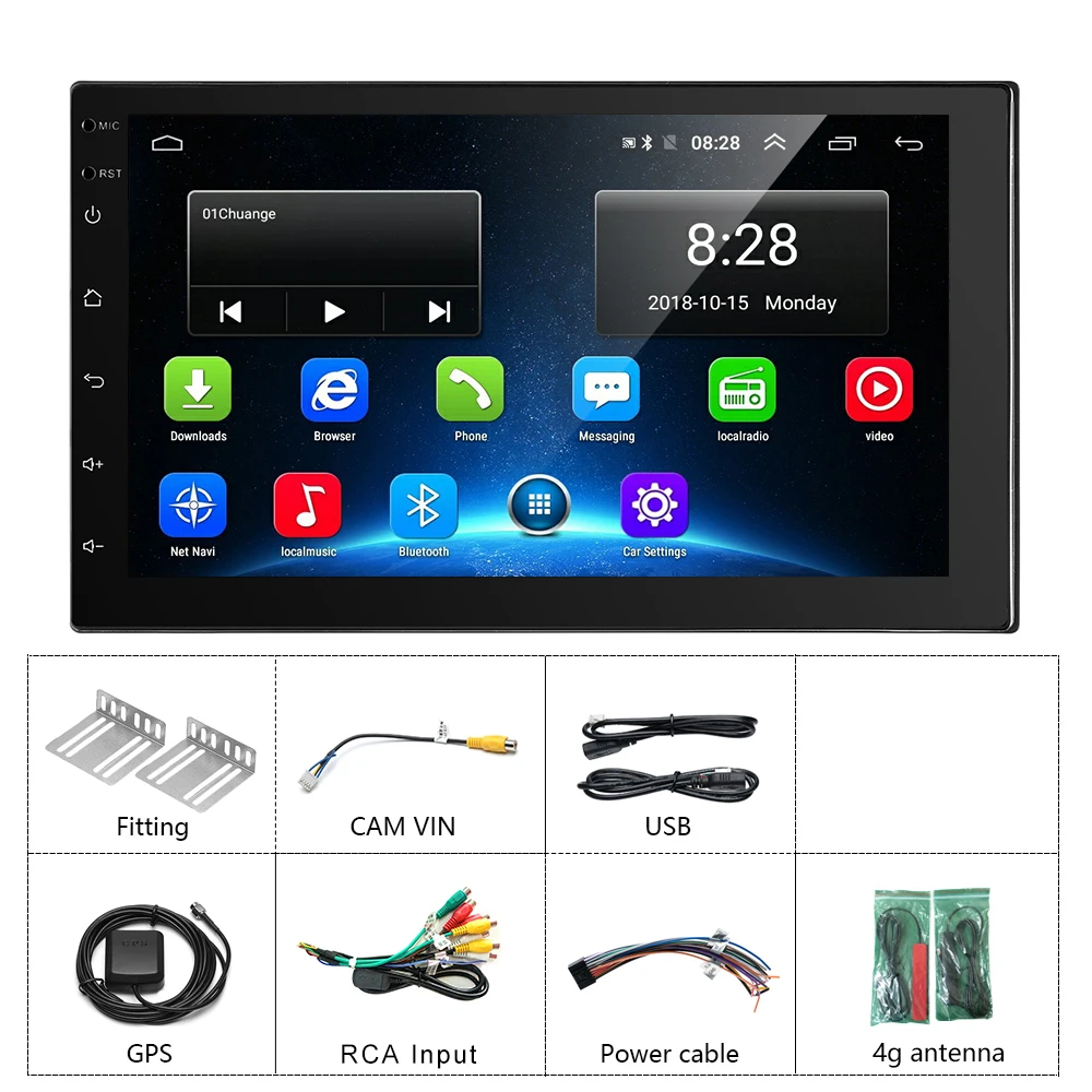 Podofo 2 Din Android автомобильный мультимедийный 2G+ 32G 7 дюймов Автомобильный Радио GPS навигация WIFI Bluetooth MP5 плеер поддержка 4G LTE SIM сеть