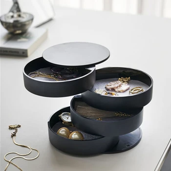 

2020 New Jewelry Boxs Creative 4 Layers Rotatable Plastic Jewelry Container Case Earring Ring Multi-Function Jewelry Storage Box