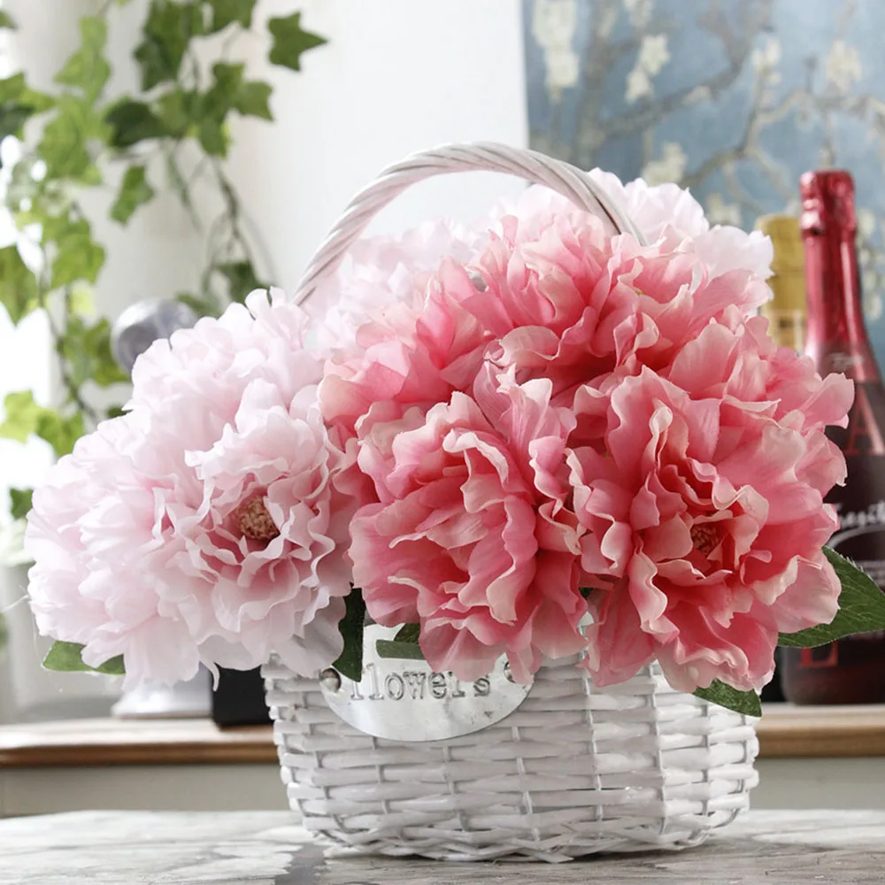 5 шт./лот шелковые искусственные цветы Пион Букеты Гортензия свадебное украшение для стен белый пион розовый Роза поддельные цветы DIY