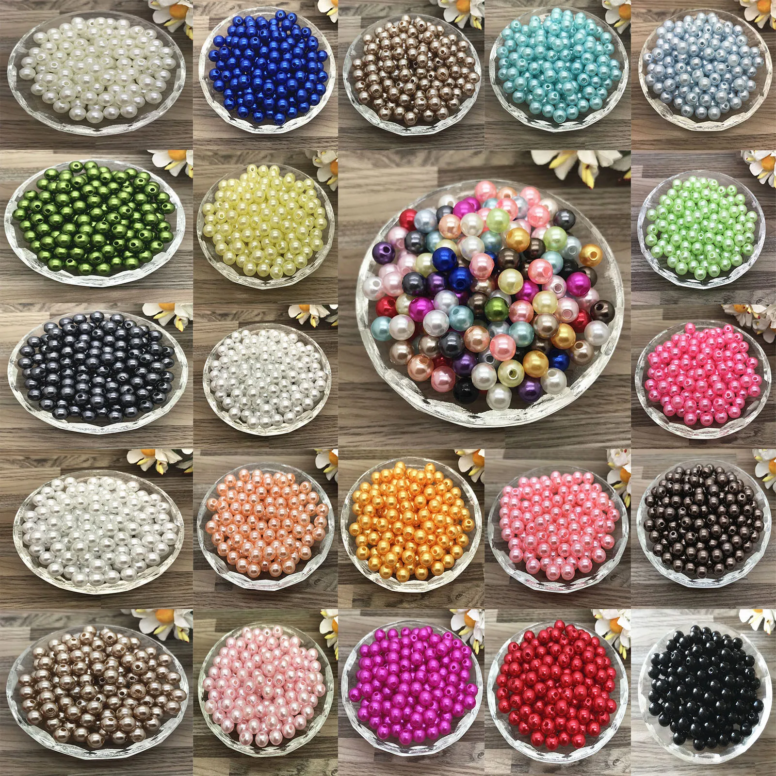 Separador con perla redonda acrílica, cuentas sueltas, fabricación de joyas, bricolaje, 4mm, 6mm, 8mm, 10mm, nuevo