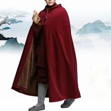 8 цветов, унисекс, зимняя теплая накидка Шаолинь, монах, костюм кунг-фу, халат, пальто с молитвой Будды, плащ для медитации, красный/серый