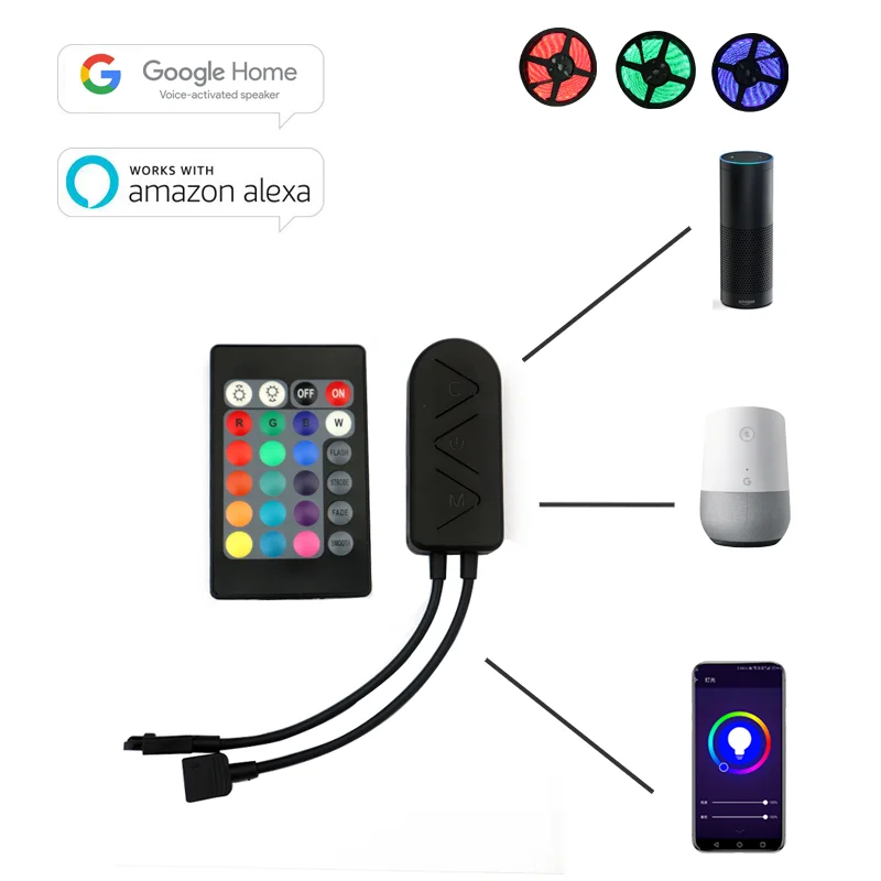 Светодиодный светильник rgb-лента 12 В 12 В 5 м SMD5050 rgb-лента гибкий светодиодный светильник ИК wifi контроллер