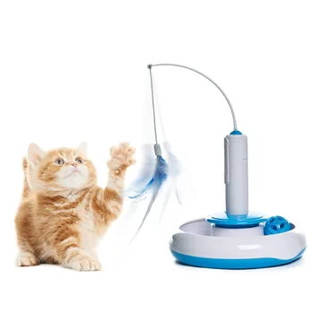 

New Pet Cat Toy Interactive Cat Toy Electronic Rotating Feather Play Cat Tray Interactive Toy Funny Cat Stick