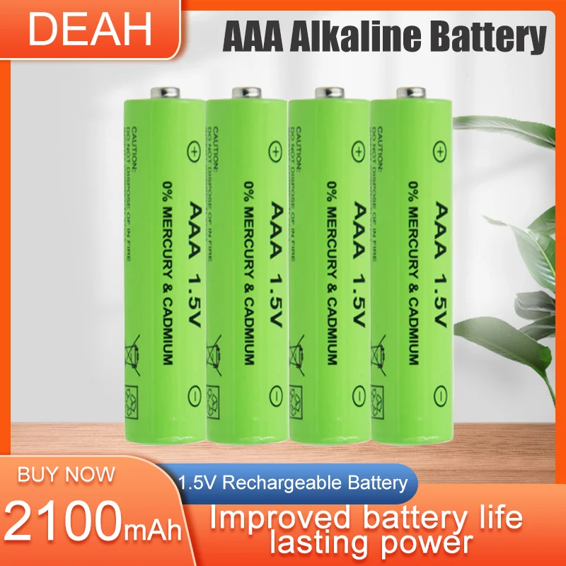 1-4PCS 1.5V 2100mAh AAA 3A Alkaline Rechargeable Battery For Camera Flashlight Toys Shaver Watch Mouse Clock Remote Control | Электроника