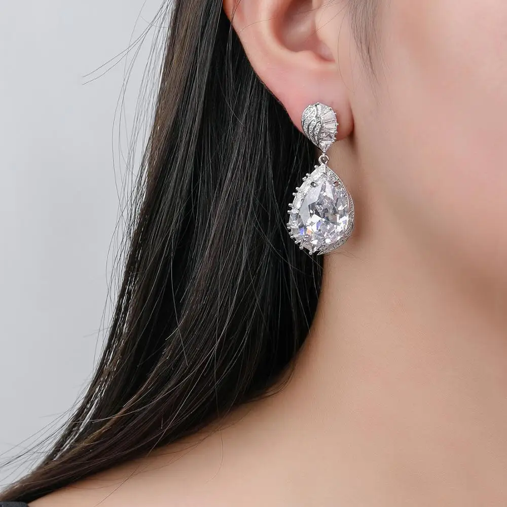 Classic Cubic Zircon Drop Earrings for Wedding, Crystals Dangle Bridesmaid Earring ,Women Girl Gift CE10884