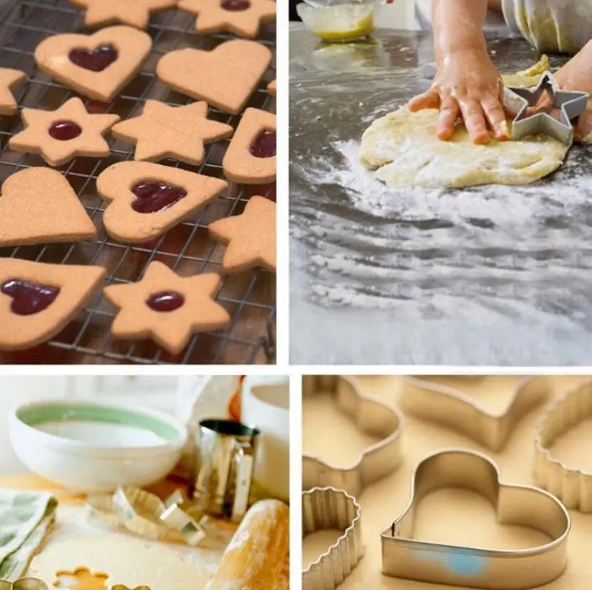 Stainless Steel Cookie Biscuit DIY Mold Star Heart Round Flower Shape Cutter Baking Mould Tools 3pcs/set