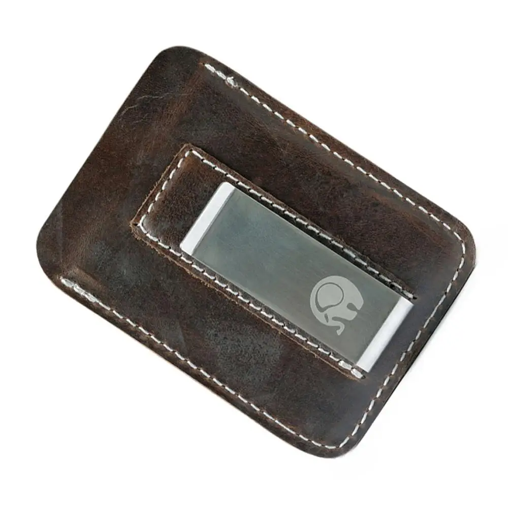 Cash-Clips-Clamp Billfold-Holder Card-Pack Money-Clip Bills Genuine-Leather Metal Slim