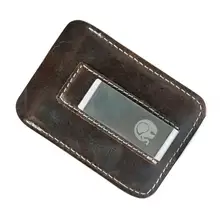 Металлический зажим для денег из натуральной кожи для мужчин, тонкий Зажим для банкнот и наличных, держатель для денег, высокое качество