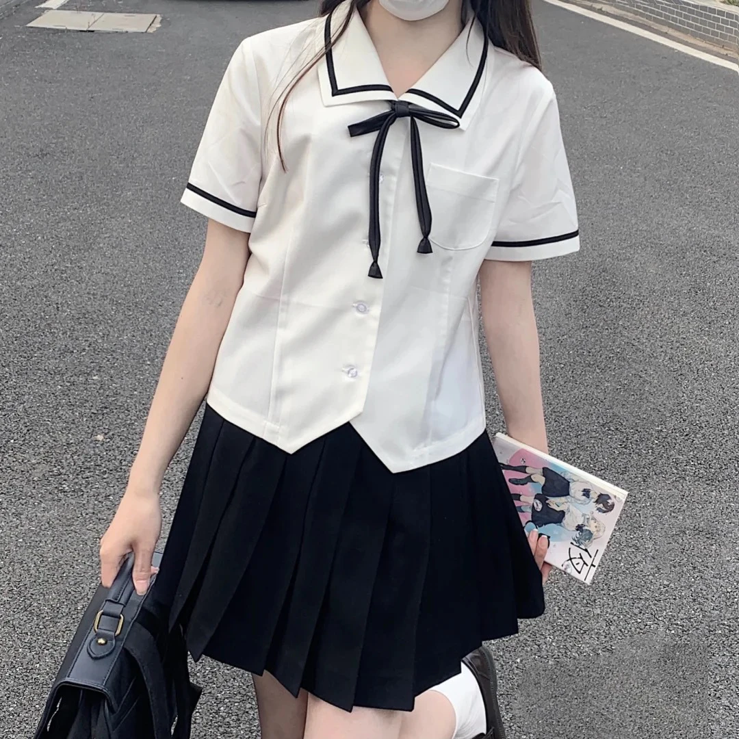 21 Summer Preppy Style Japanese Jk Uniform Suit White Short Shirt Pliad Skirt New Student Fashion Female Pleated Skirt 3 Pcs School Uniforms Aliexpress