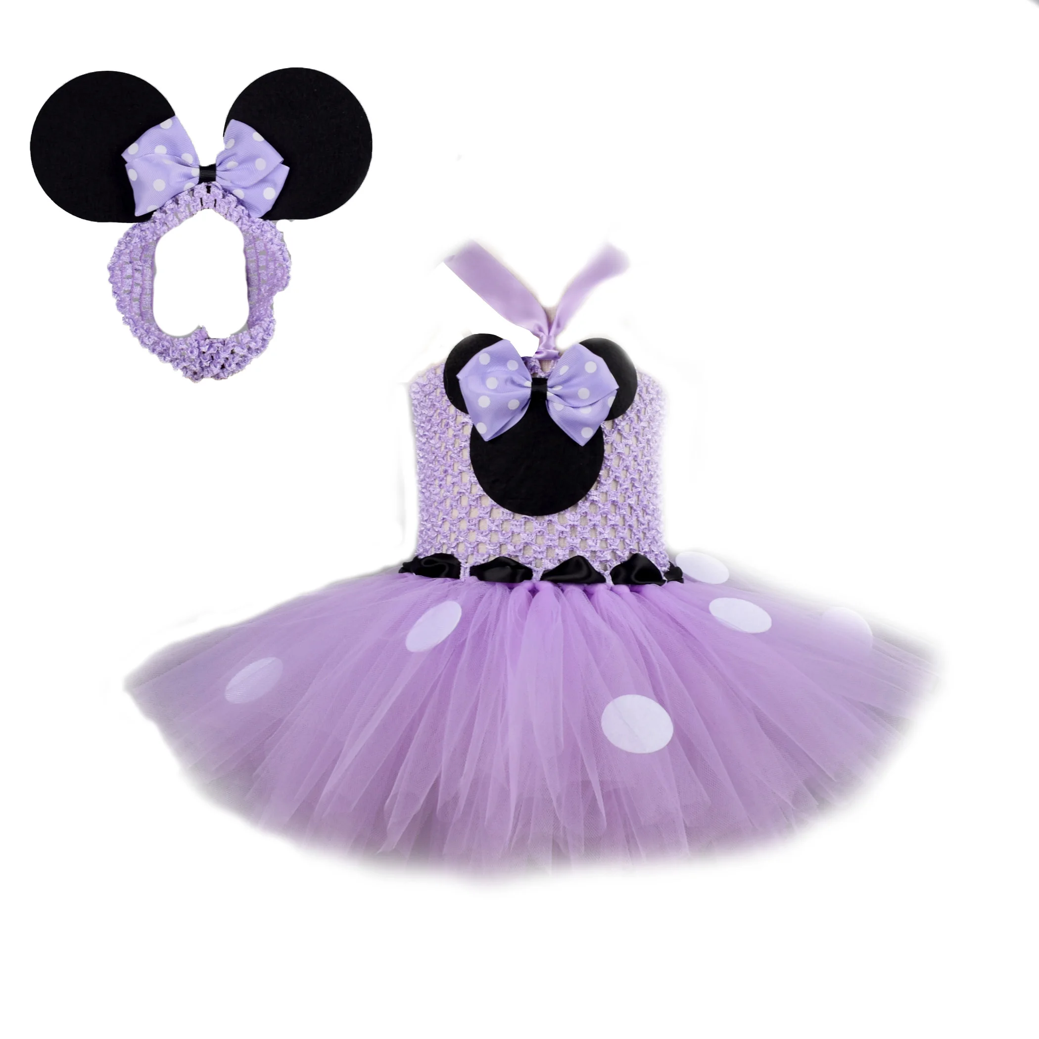 

Baby Girls Minnie Tutu Dress Mouse Birthday Party Costume with Mouse Ears Headband Set Lavender Baby Tutu Dresses 0-8Y