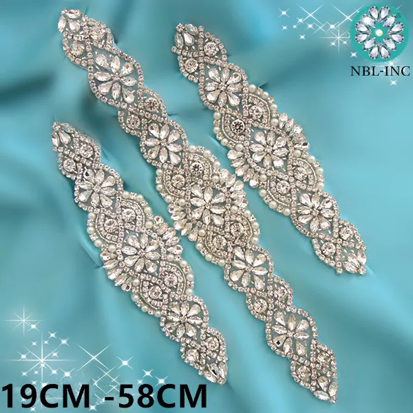 (1PC) diamantes de imitación nupcial plata apliques de cristal oro parches de coser hierro en apliques para la boda vestidos WDD0403-M