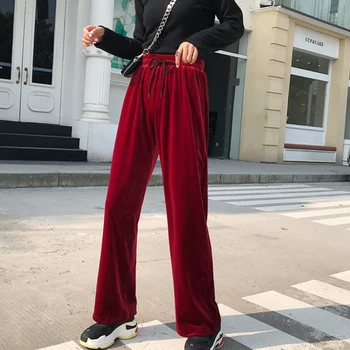 

High Waist Wide Pants Womens Wide Leg Pants Culottes New Arrival Solid Leg Long Trousers 2019 Autumn