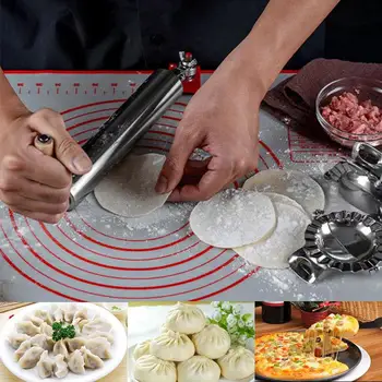 

Easy Dough Roller Pin Stainless Steel One-Handed Labor-Saving Cake Pie Noodles Rolling Pin Sticks Roller Kitchen Baking Tools