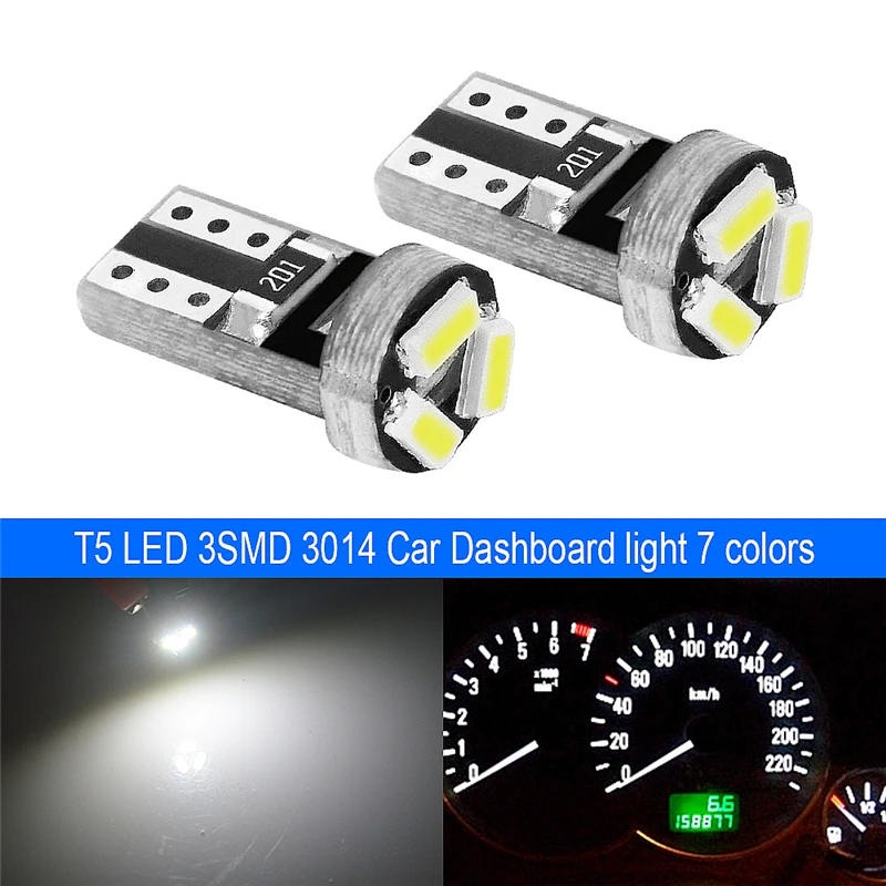 100x T5 Led W1.2W автомобильный светильник 3 SMD 3014 приборная панель манометр инструмент авто боковой Клин светильник s интерьерная лампа