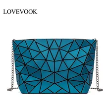 Женская сумка через плечо LOVEVOOK, складываемая наплечная сумка с длинной цепью, повседневная сумка на плечо с геометрической клеткой
