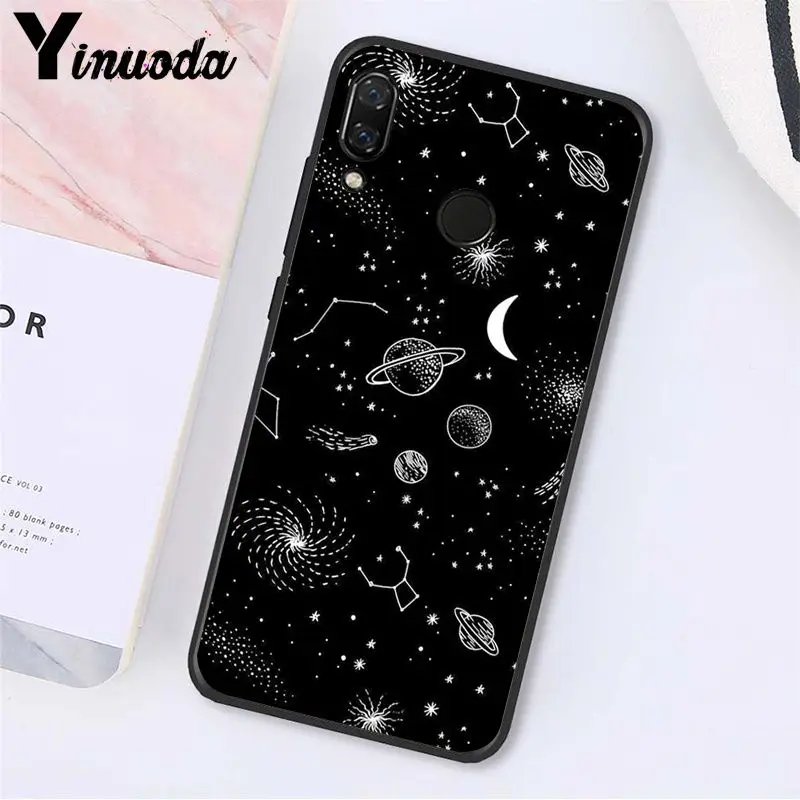 black with white moon stars space Cloud Girl Travel Plane