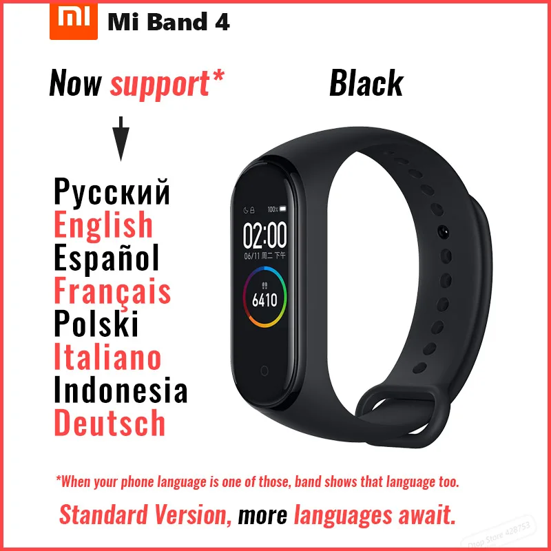 Xiaomi Mi Band 4 Smart Band 4 [стандарт/NFC/Мстители] Браслет фитнес-браслет управление музыкой AMOLED сенсорный экран - Цвет: mi band 4 Std black