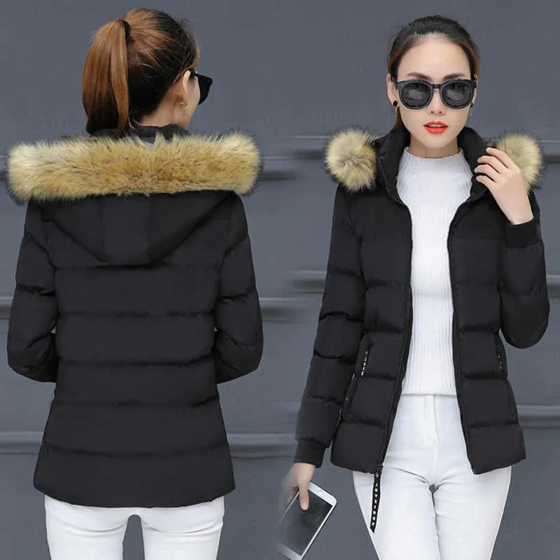 

Large size Plus Big Short Winter Jacket Women Parka Coat Down Fur Collar 2019 Female Warm Autumn Snow Clothes Outerwear Hood 4XL